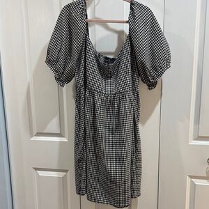 NWOT Tuckernuck Pomander Place Black Gingham Puff Sleeve Dress Plus Size XXXL/3X